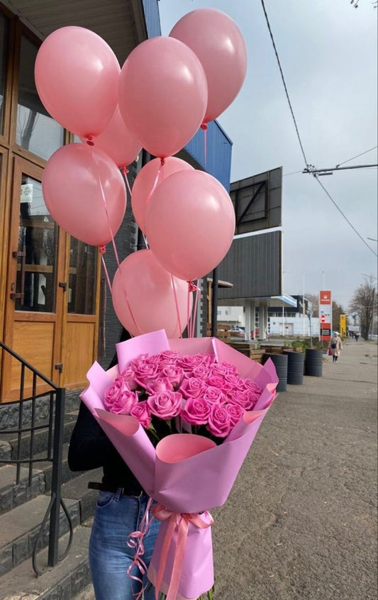 Pink Roses & Balloons